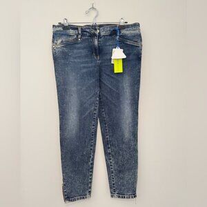 Versace Jeans Couture Blue Denim Ankle Zip Gold Detail Sz 30 NWT